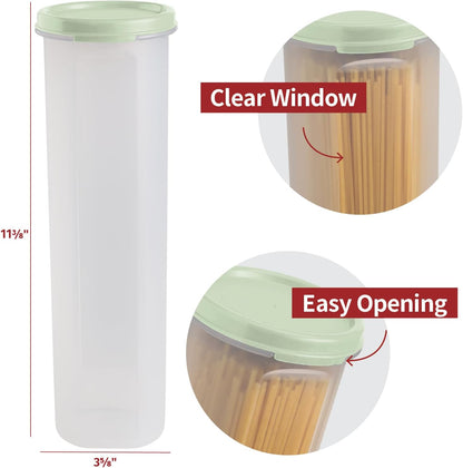 Tall Clear Spaghetti Pasta Container Storage With Lid.Multi-Purpose Kitchen Pantry Organization And Food Storage For Noodles Beans Straws - Airtight Leakproof Spaghetti Keeper BPA Free 37 oz.