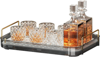 Seoneiro Whiskey Tray, Glass Cup Rack, Mug Holder, Coffee Cup Organizer, Bathroom Countertop Organizer with Drain Board Wine Glass Decorative, Food Tray, Kitchen Spice Rack