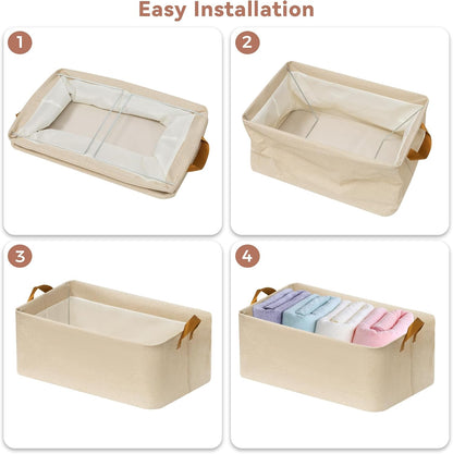 SNWDN Closet Cloth Storage Bins for Shelves, Medium Storage Baskets for Shelves, Fabric Bins for Closet organization with Handles（ Gray 15''L x 10''W x 8''H）