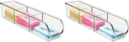 iDesign Plastic Packet and Tea Bag Organizer - Kitchen Storage Containers for Sugar, Salt, Pepper, Sweeteners, Tea Bags, Spices, The Linus Collection - 2.25" x 9" x 2", Clear