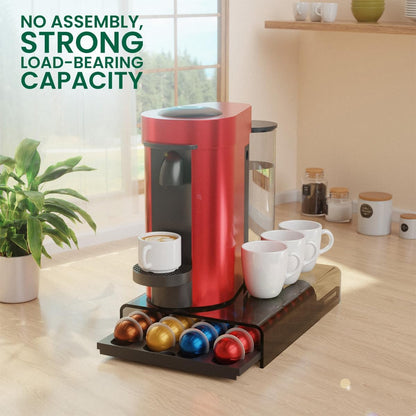 Storage Drawer for Nespresso Vertuo, Coffee Pod Holder for Counter Acrylic Top & Plastic Drawer Coffee Capsule Organizer - 40 Pods