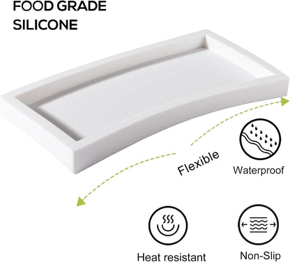 Small Silicone Bathroom Vanity Tray Rectangle Soap and Sponge Holder Kitchen Sink Organizer for Scrubber, Lotion Bottles, Perfume, Jewelry, Candle, Key Trinket Ring, Black