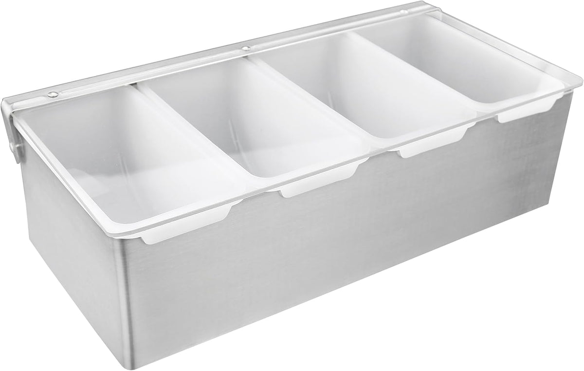 New Star Foodservice 48032 Stainless Steel Condiment Dispenser with 5 Compartments (No Ice Tray)