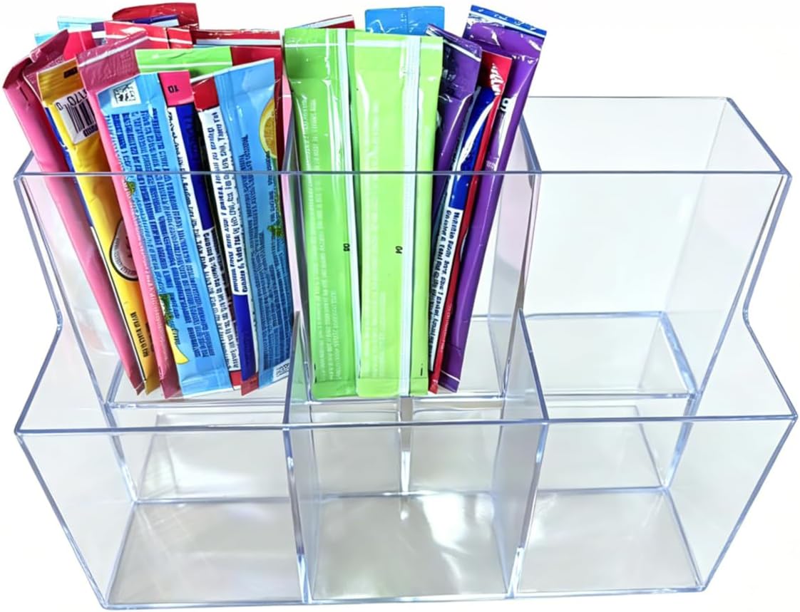 Drink Packet Organizer, Acrylic Water Flavor Packet Holder, Drink Mix Organizer Hydration Powdered Mixes Holder Container for Kitchen Cabinet Countertop Pantry Storage (3 Tier)