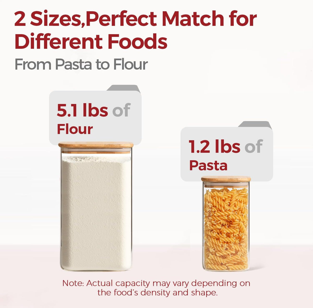 1Qt Airtight Glass Canisters with Bamboo Lid, Square Pantry Storage Containers for Coffee, Cookie, Candy, Snack, Nuts, Dry Goods - Kitchen & Pantry Organizers and Storage Containers