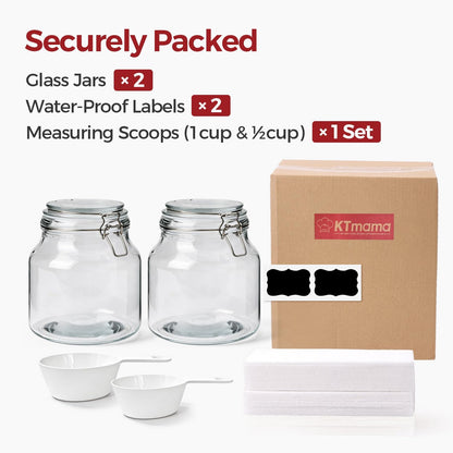 34oz 6 Pack Glass Jars with Airtight Lids - Round Food Storage Canisters for Pantry Organization, Ideal for Sugar, Cookies, Candy, Coffee, Nuts & Dry Goods | Thick Glass,BPA-Free