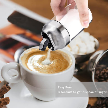 Aelga Glass Sugar Dispenser with Pour Spout, Weighted Pourer, Coffee Bar Accessories for Coffee, Tea and Baking