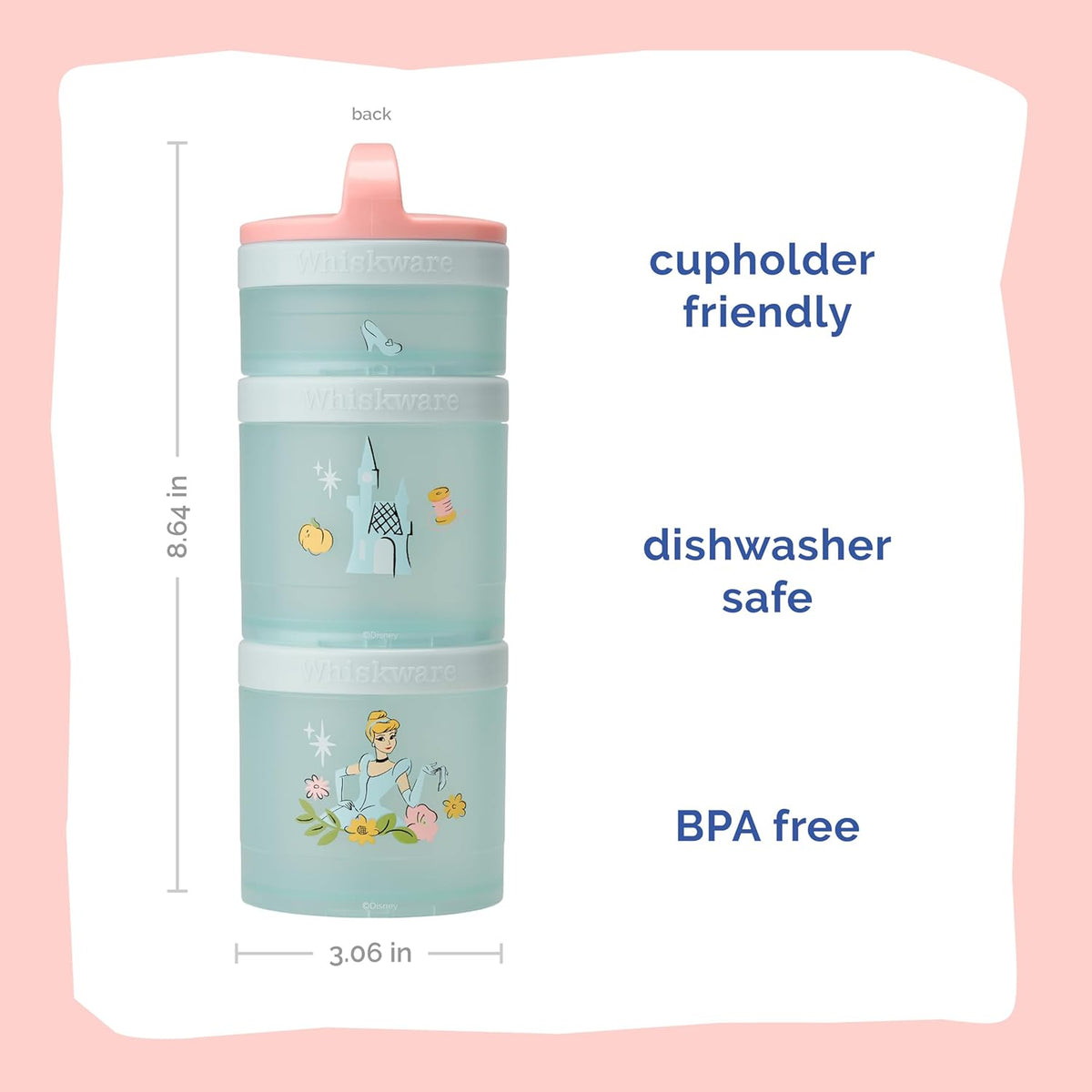 Whiskware Bluey Stackable Snack Containers for Babies, Toddlers, and Kids, 3 Stackable Snack Cups for School and Travel, Cupholder Friendly, Bluey and Bingo! Let’s Do This!