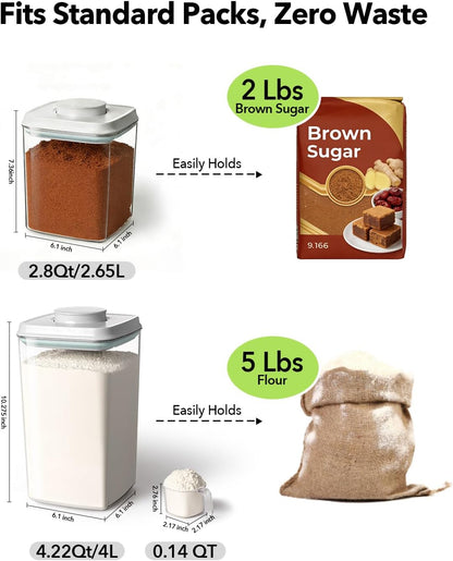 Airtight Food Storage Container with One-Touch Lid, 2.8 QT / 2.65 L Stackable BPA-Free PET for Coffee, Sugar, Spices & Pantry Organization.
