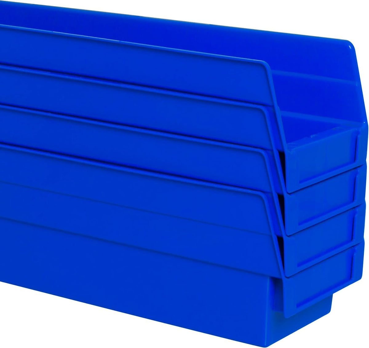Akro-Mils 30128 Plastic Shelf Bins, Heavy Duty Storage Bins for Garage, Closet, and Drawer Organization, 18-Inch x 4-Inch x 4-Inch, Clear, 12-Pack
