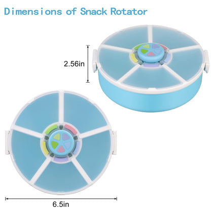 Pawtong Snack Rotator Container Reusable Snack Box with 5 Compartment Dispenser and Lid, Color Matching Opening Lid, BPA and PVC Free, for Home, School, Travel (Purple)