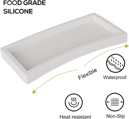 Small Silicone Bathroom Vanity Tray Rectangle Soap and Sponge Holder Kitchen Sink Organizer for Scrubber, Lotion Bottles, Perfume, Jewelry, Candle, Key Trinket Ring, Black