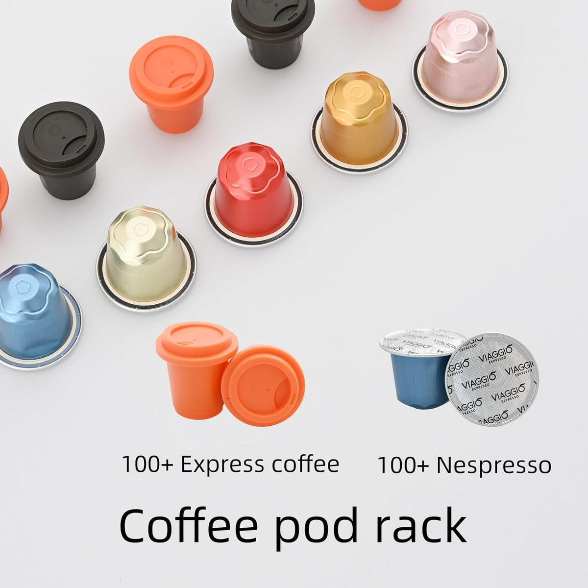 BYTEAIDREX Coffee Pod Holders for Counter - K Cup Holders for Counter - Coffee Pods Storage Organizer - Bar Accessories - Large Capacity Black Wire Kup Storage with Wooden Base.