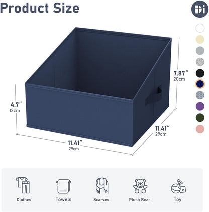 DIMJ Closet Storage Bins - Fabric Storage Baskets for Shelves, Collapsible Closet Organizers and Storage with Handles, Trapezoid Shelf Organization Storage Cubes for Purse, Toys, Books, Towel, Socks