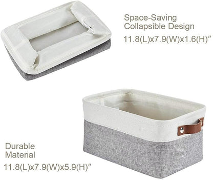 DECOMOMO Storage Bins, Large Fabric Storage Baskets for Shelves, Decorative Linen Closet Organizer, 15 x 11 x 9.5 inches (Beige & White, 3 Pack)