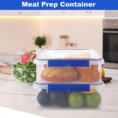 2 Pcs Large Food Storage Containers with Airtight Lid, 5.5L Reusable Meal Prep Container, Food-Grade Plastic Bread Box for Homemade Bread, Cookies, Food
