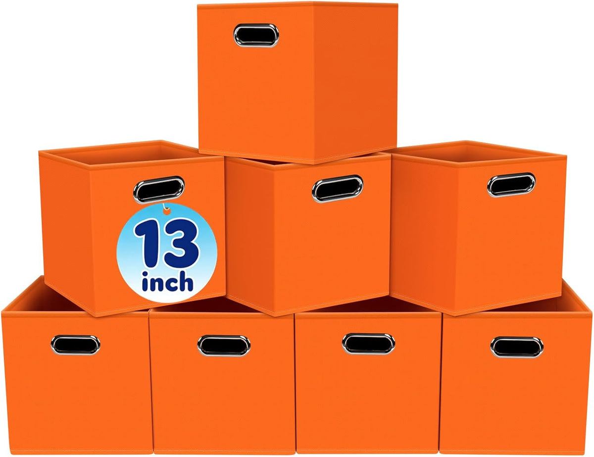 Black Fabric Cubby Storage Bins，13x13x13 Inches ，Cube Organizer Bin Foldable Storage Boxes with Dual Handles Fabric Organizer Box and collapsible Storage basket，Set of 3 ，Black
