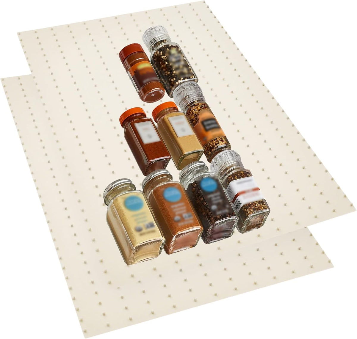 Gosmol Spice Drawer Organizer insert, Adjustable & Non-Slip Silicone Spice Drawer Liner, in Drawer Spice Organizer for Seasoning Jars and Spices Bottles -Grey