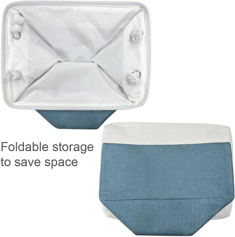 Fabric Storage Bins 12x8x5 inch [6-Pack] with Rope Handles - Decorative Baskets for Organizing