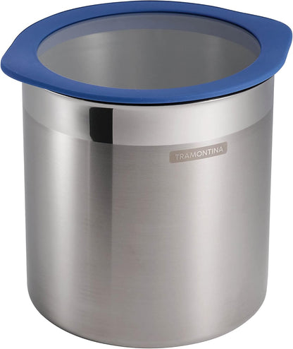 Tramontina 4-Piece Food Storage Containers with Silicone Lids, Stainless Steel Reusable Canister Set, Kitchen Pantry Organizer for Oats, Flour, Cereal, Sugar, Snacks (Blue)