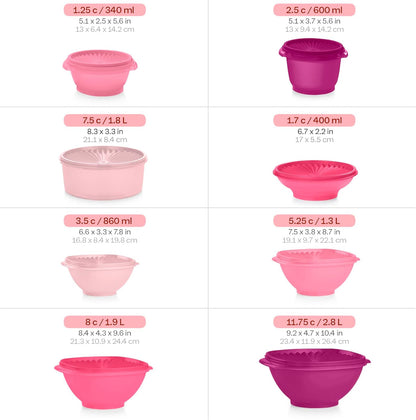 Tupperware Heritage Collection, New Food Storage Container Set in Vintage Pink, Dishwasher Safe and BPA Free (18 containers, 18 lids)