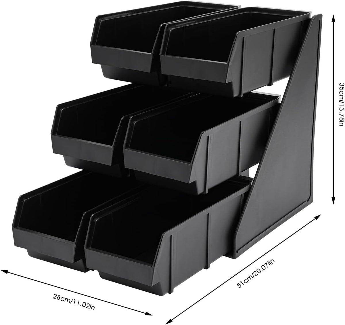 6 Compartment Serve Condiment Bin, 3-Tier Self Serve Condiment Bin Stand, Plastic Containers Storage Bins, Countertop Condiment Organizer for Coffee Shops Restaurants Bars