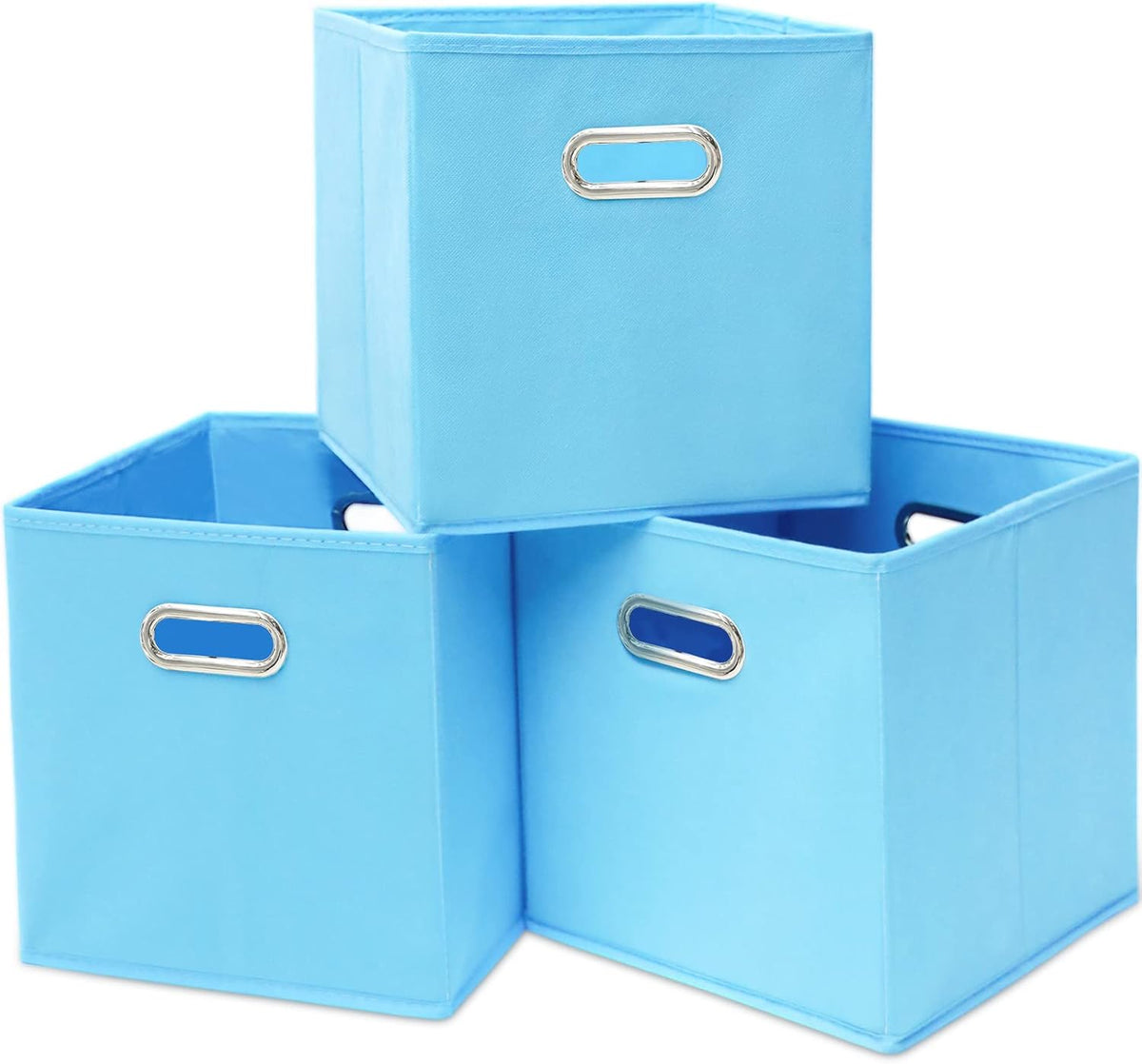 Black Fabric Cubby Storage Bins，13x13x13 Inches ，Cube Organizer Bin Foldable Storage Boxes with Dual Handles Fabric Organizer Box and collapsible Storage basket，Set of 3 ，Black