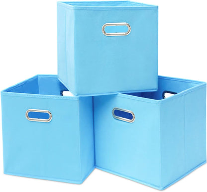 Black Fabric Cubby Storage Bins，13x13x13 Inches ，Cube Organizer Bin Foldable Storage Boxes with Dual Handles Fabric Organizer Box and collapsible Storage basket，Set of 3 ，Black