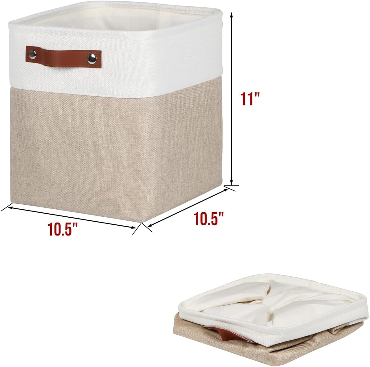 Univivi 4PC Small Fabric Storage Bins,15x6x5 inch Long Narrow Storage Baskets with PU Handles for Closet,Cabinet,Countertop Organizing Small Items (Gray,15x6x5 inch)