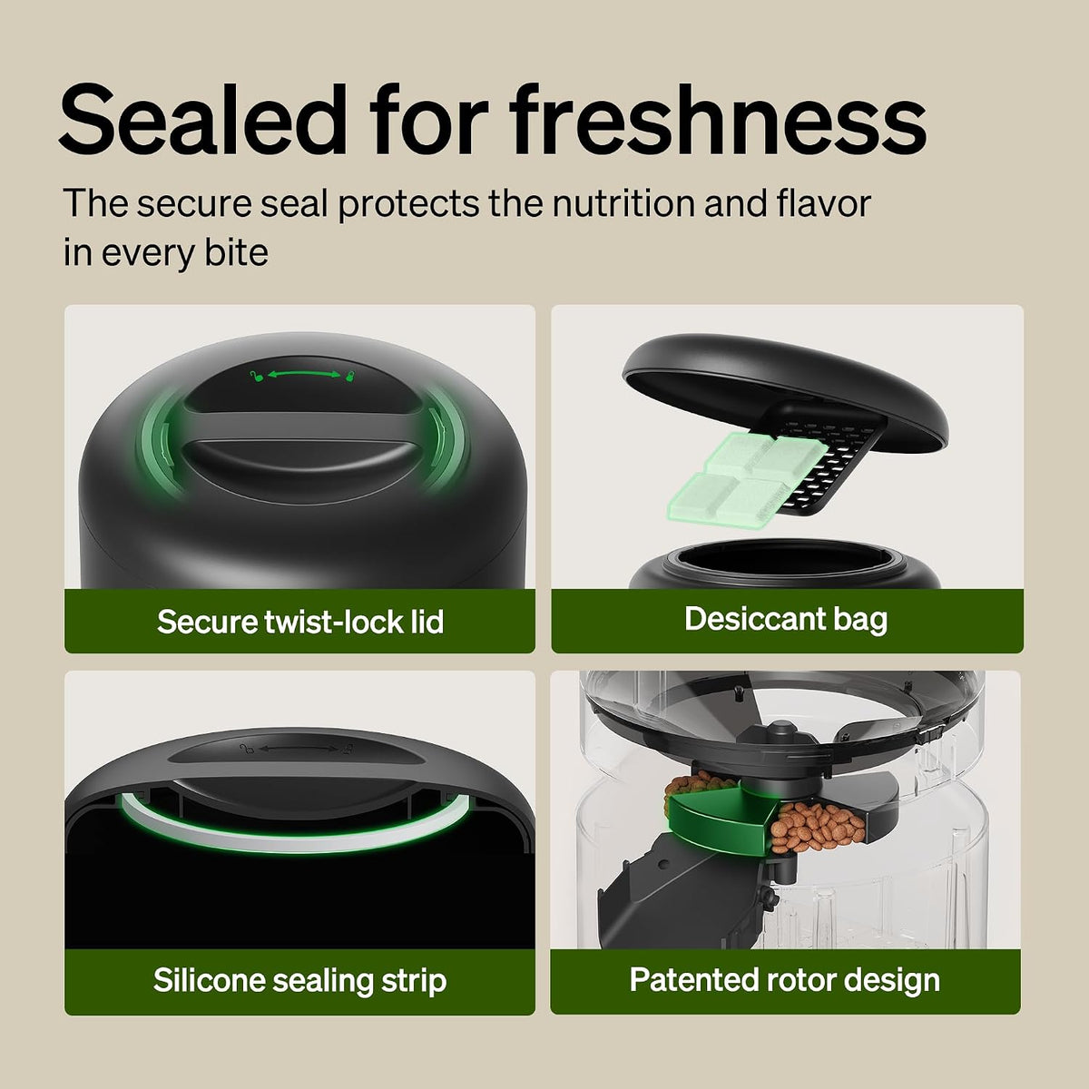 Automatic Cat Feeder, 5G WiFi Automatic Dog Food Dispenser with Freshness Preservation, 5L Timed Pet Feeder with Low Food Sensor, Up to 10 Meals Per Day, Granary Black