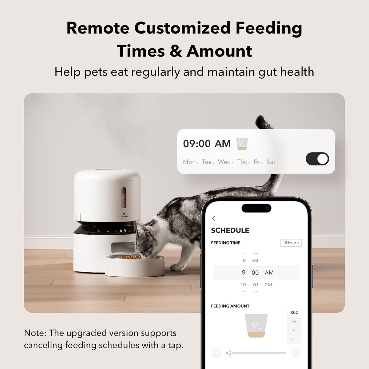 Automatic Cat Feeder, 5G WiFi Automatic Dog Food Dispenser with Freshness Preservation, 5L Timed Pet Feeder with Low Food Sensor, Up to 10 Meals Per Day, Granary Black