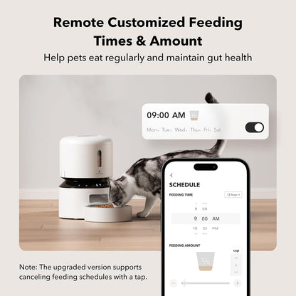 Automatic Cat Feeder, 5G WiFi Automatic Dog Food Dispenser with Freshness Preservation, 5L Timed Pet Feeder with Low Food Sensor, Up to 10 Meals Per Day, Granary Black