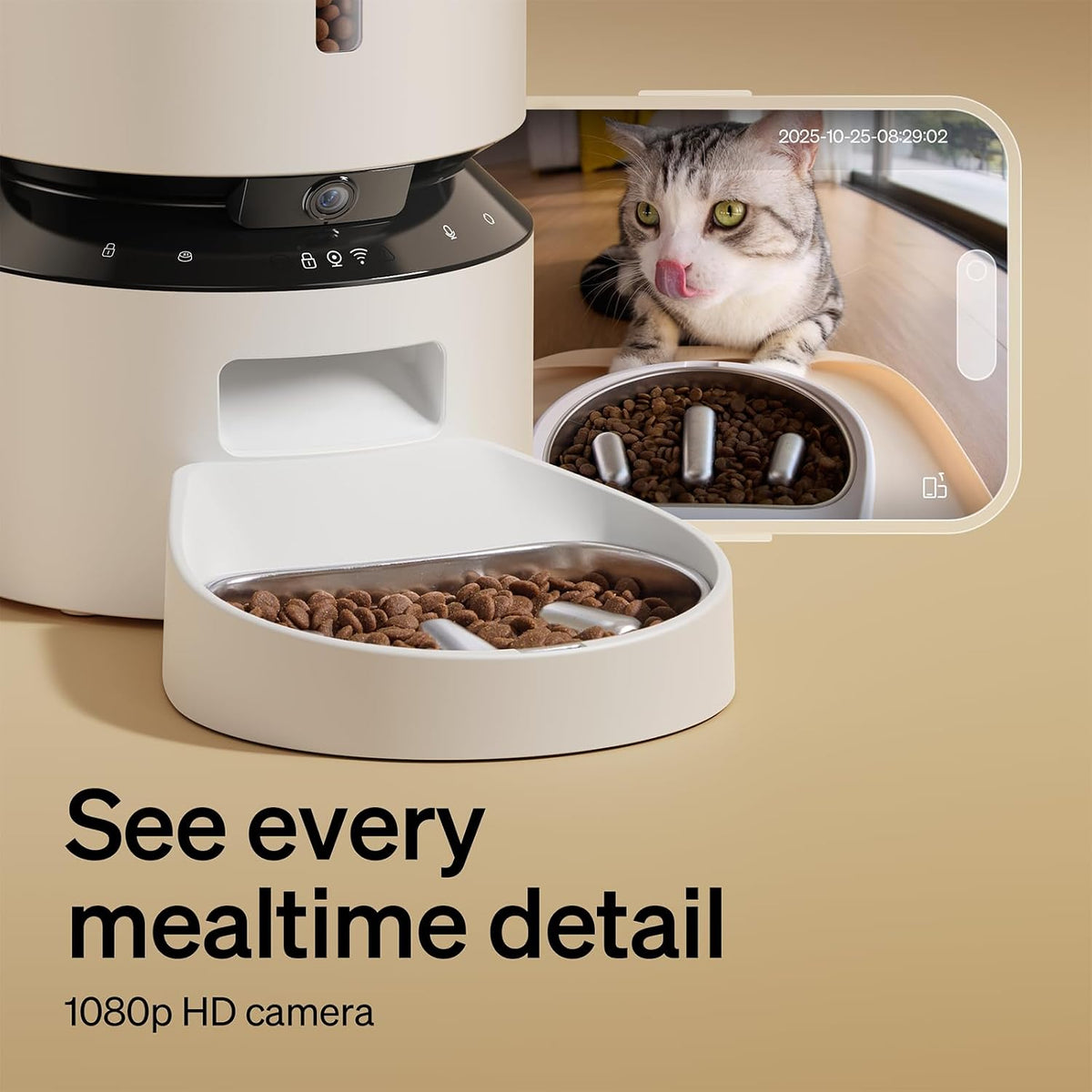 Automatic Cat Feeder, 5G WiFi Automatic Dog Food Dispenser with Freshness Preservation, 5L Timed Pet Feeder with Low Food Sensor, Up to 10 Meals Per Day, Granary Black