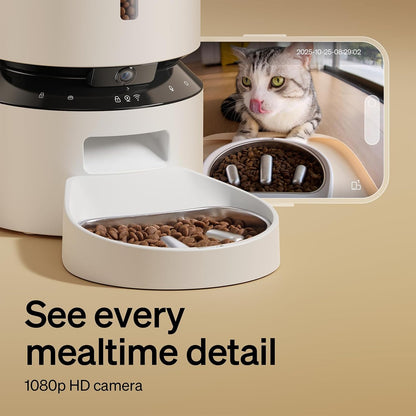 Automatic Cat Feeder, 5G WiFi Automatic Dog Food Dispenser with Freshness Preservation, 5L Timed Pet Feeder with Low Food Sensor, Up to 10 Meals Per Day, Granary Black
