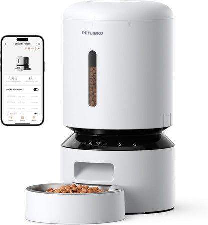 Automatic Cat Feeder, 5G WiFi Automatic Dog Food Dispenser with Freshness Preservation, 5L Timed Pet Feeder with Low Food Sensor, Up to 10 Meals Per Day, Granary Black