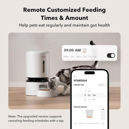 Automatic Cat Feeder, 5G WiFi Automatic Dog Food Dispenser with Freshness Preservation, 5L Timed Pet Feeder with Low Food Sensor, Up to 10 Meals Per Day, Granary Black