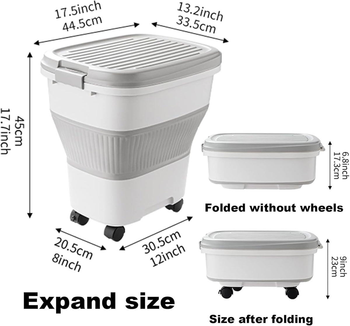 SEWIU Dog Food Storage Container Up to 2pack*20LB,Collapsible Dog Food Container with Travel Silicone Bowl and Scoop for Dog/Cat/Bird Food/Cat litter,Keep Dry Food Fresh,Easy to Move.