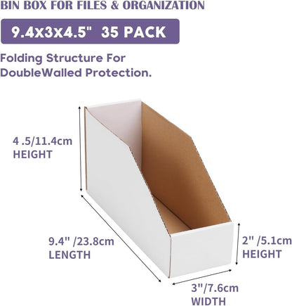EXYGLO Cardboard Boxes, Pack of 35 Corrugated Storage Bins 12x6x4.5 inch Pantry Organizer Bins for Shelves Garage Office Organization