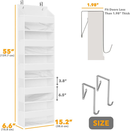 SpaceAid Over The Door Organizer with 5 Large Pockets and 10 Mesh Side Pockets, 5 Layers Door Organizer Hanging with Clear Window for Bedroom, Bathroom, Pantry and Nursery, Gray