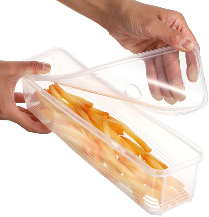 6 Pcs Large Airtight Pasta Storage Containers, BPA-Free Plastic Spaghetti Noodle Holder with Lid, White Rectangular Food Canisters for Kitchen Pantry Organization, 3 x 12 x 3 Inches