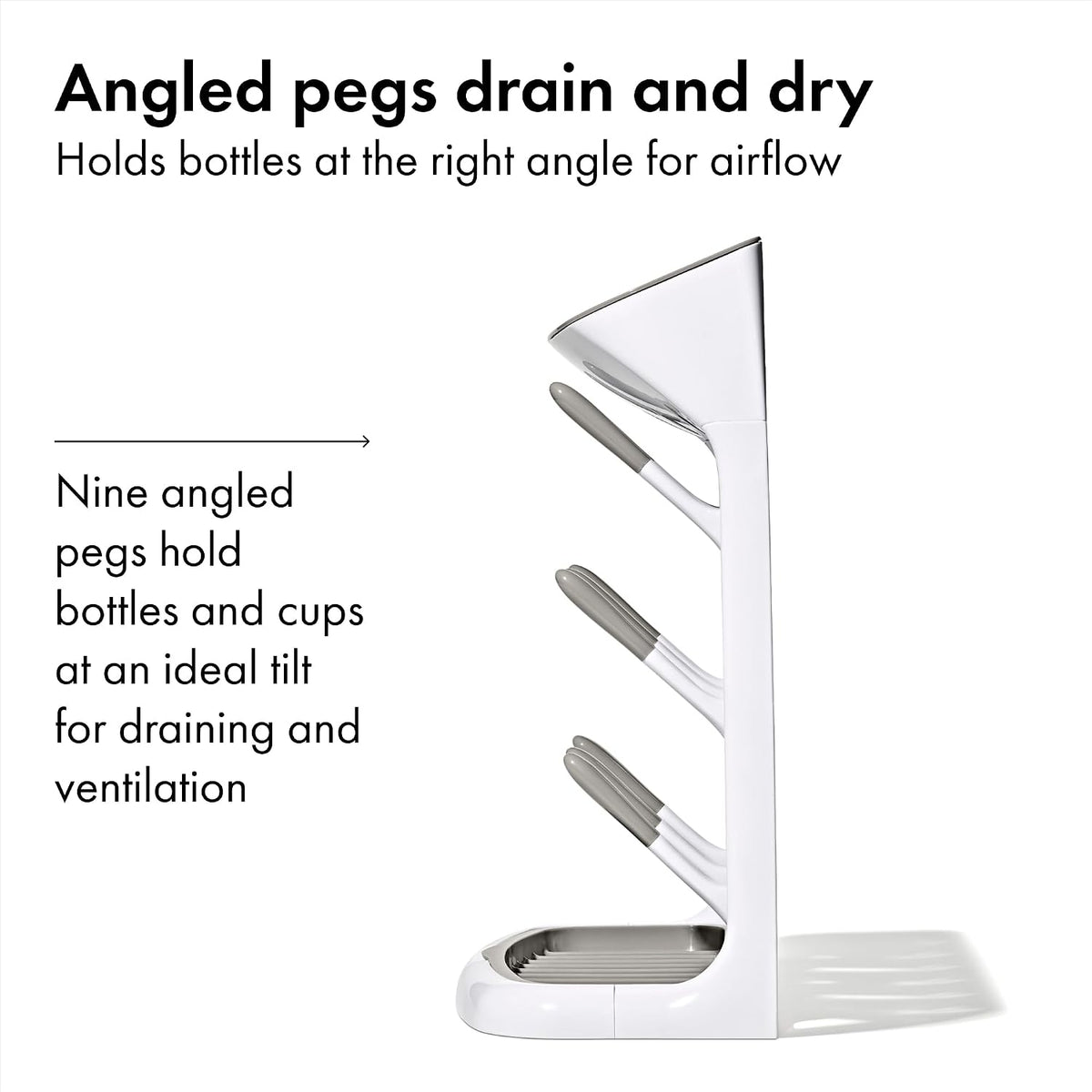 OXO Tot Expandable Drying Rack – Space-Saving Drying Rack | Newborn and Baby Essentials | Breastfeeding Essentials | Dry Baby Bottles | Save Space in Kitchen