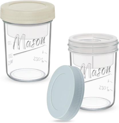 Xyptorix 16 oz Overnight Oats Containers with Lids, Leak-Proof Wide Mouth Mason Jars & Separate Compartments for Fruits/Nuts, Airtight Glass Jars for Chia Pudding, Yogurt, Parfait and Salad