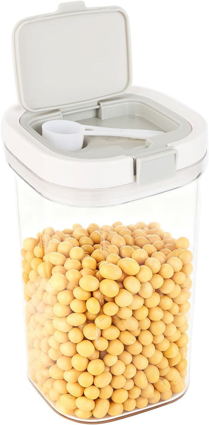 Airtight Food Storage Container, 44oz Moisture-Proof Canister with Measuring Spoon for Coffee, Protein Powder, Sugar, Flour, Cereal, Kitchen & Pantry Organization (1300ML)