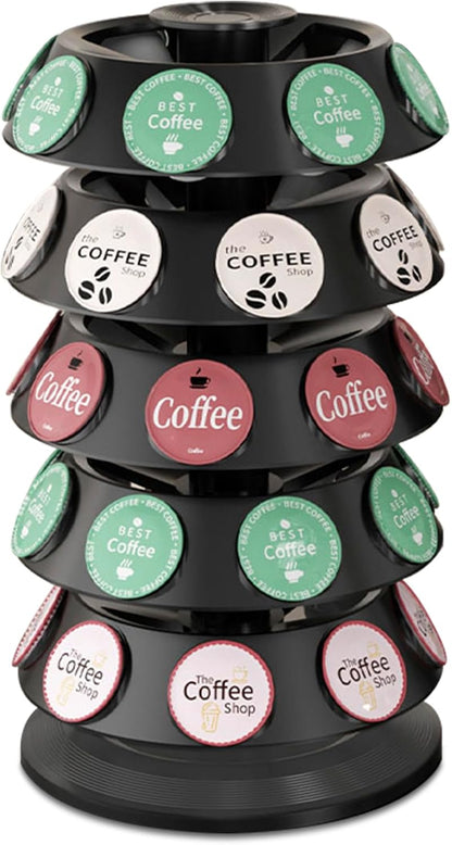 CEHNCEH K Cup Holder, Coffee Pods Holder Storage Organizer Stand Carousel Compatible with 40 Keurig K-Cup Pods, Home or Office Kitchen Counter (Black)