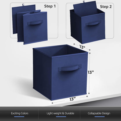 Sorbus Fabric Storage Cubes - 8 Foldable Storage Bins for Organizing Pantry, Cubbies, Toy Box - Clothes Storage & Closet Organizer - 11 Inch Collapsible Cube Baskets for Shelves with Handle