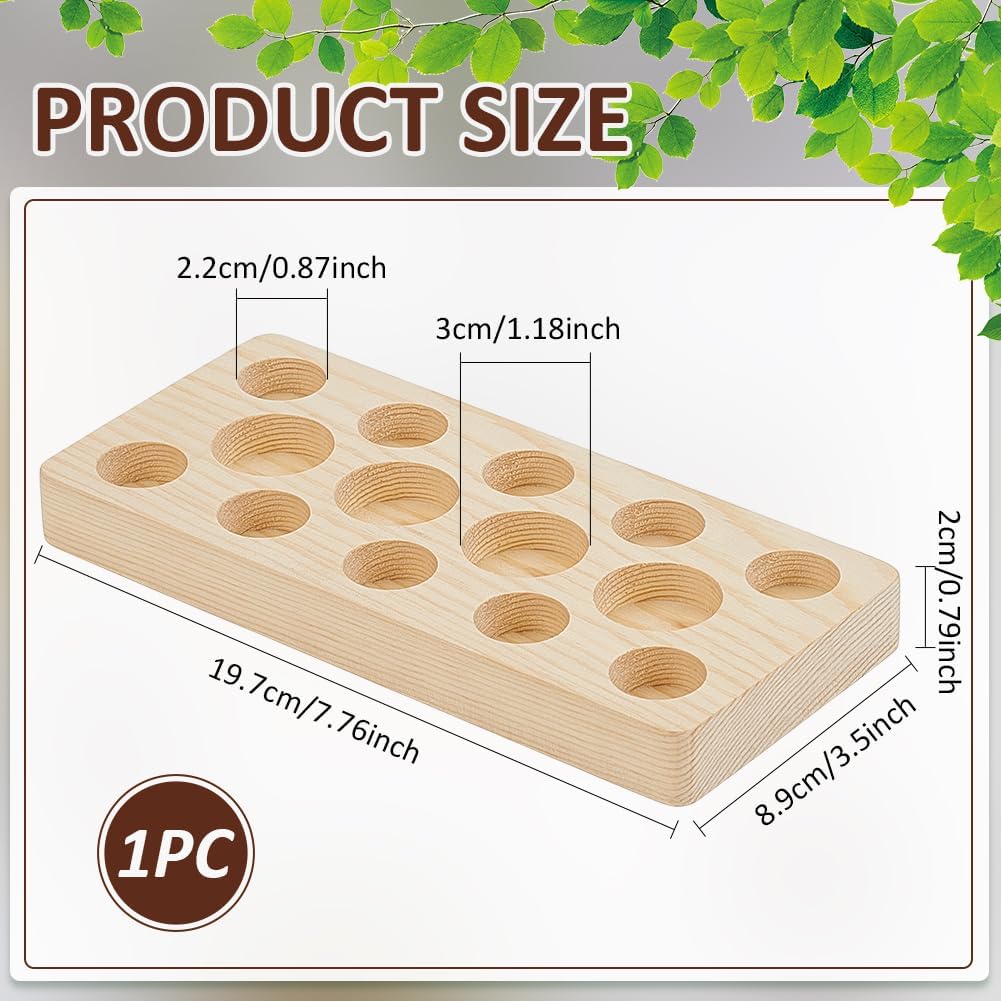 BENECREAT 3-Tier Essential Oil Display Stand, Wooden Essential Oil Organizer, Tabletop Storage Rack for 5-20ml Bottles, Nail Polish Compact Shelf, 6.7x11.8x2 inches