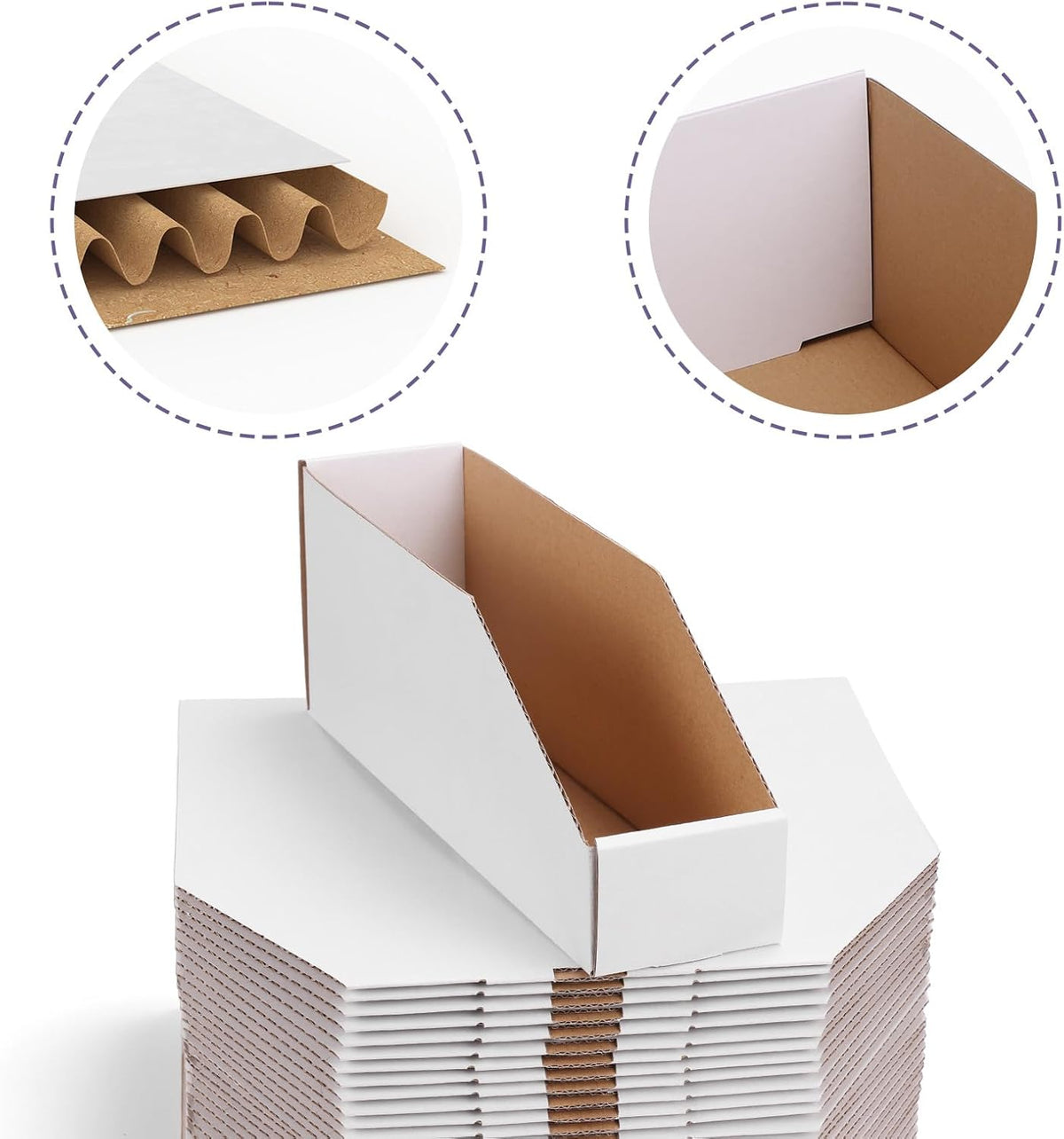 EXYGLO Cardboard Boxes, Pack of 35 Corrugated Storage Bins 12x6x4.5 inch Pantry Organizer Bins for Shelves Garage Office Organization