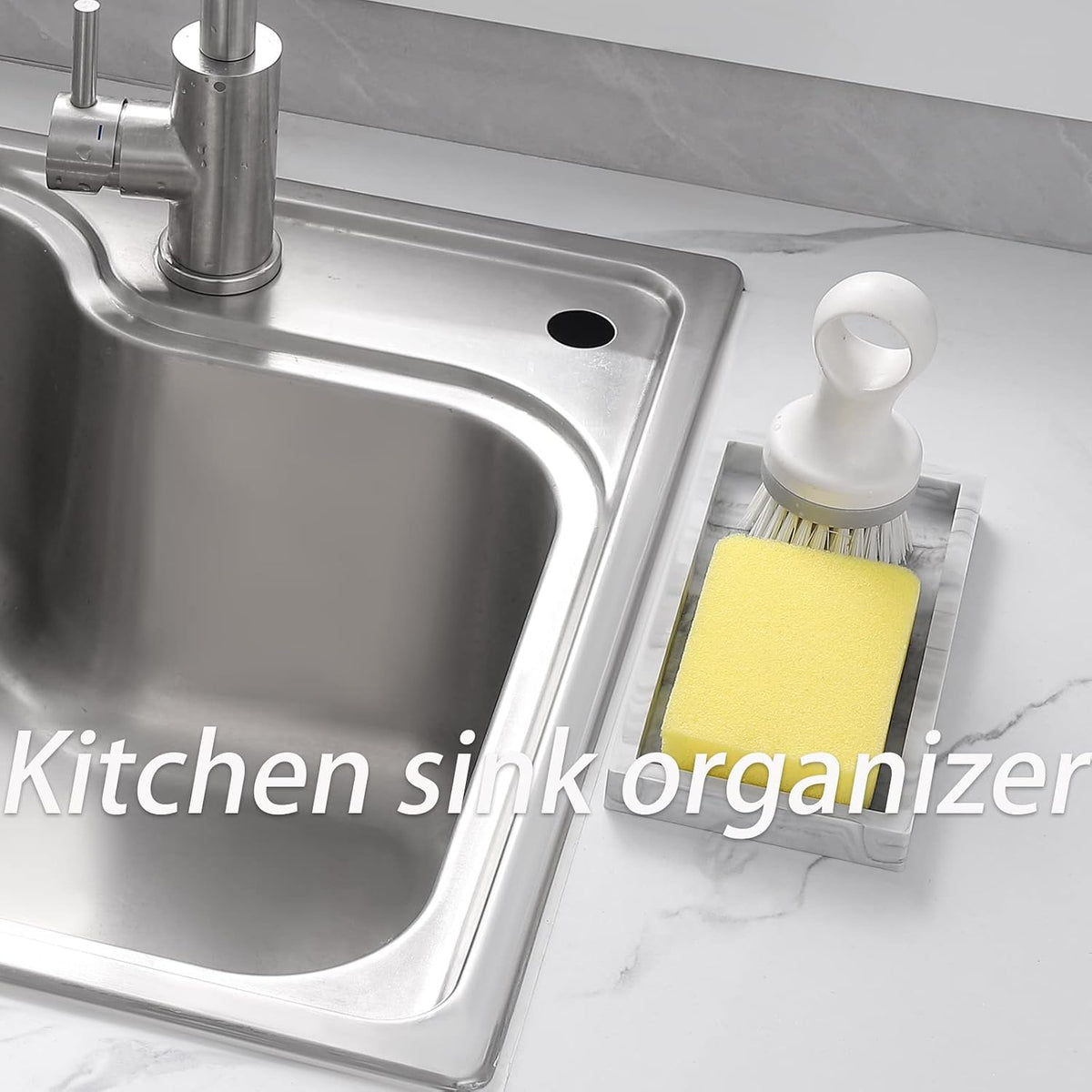 Small Silicone Bathroom Vanity Tray Rectangle Soap and Sponge Holder Kitchen Sink Organizer for Scrubber, Lotion Bottles, Perfume, Jewelry, Candle, Key Trinket Ring, Black