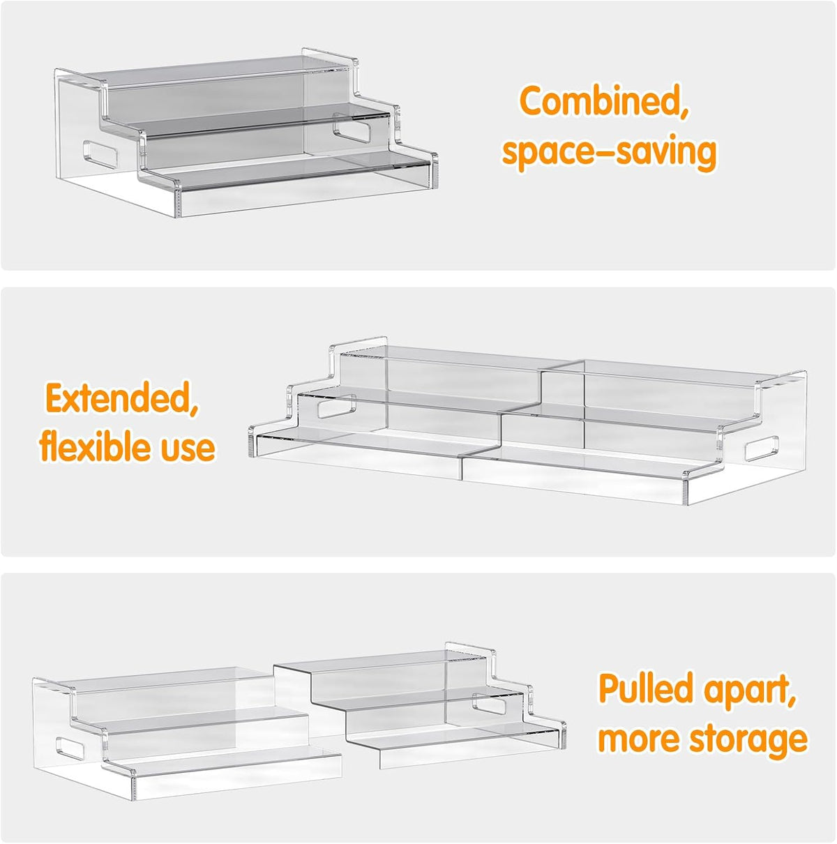 Yecuip Expandable Can Rack Organizer for Pantry, 3-Tier Adjustable Can Storage Holder, Holds Up to 24 Cans, Acrylic Canned Food Organizer for Pantry, Cabinet, Countertop, Kitchen