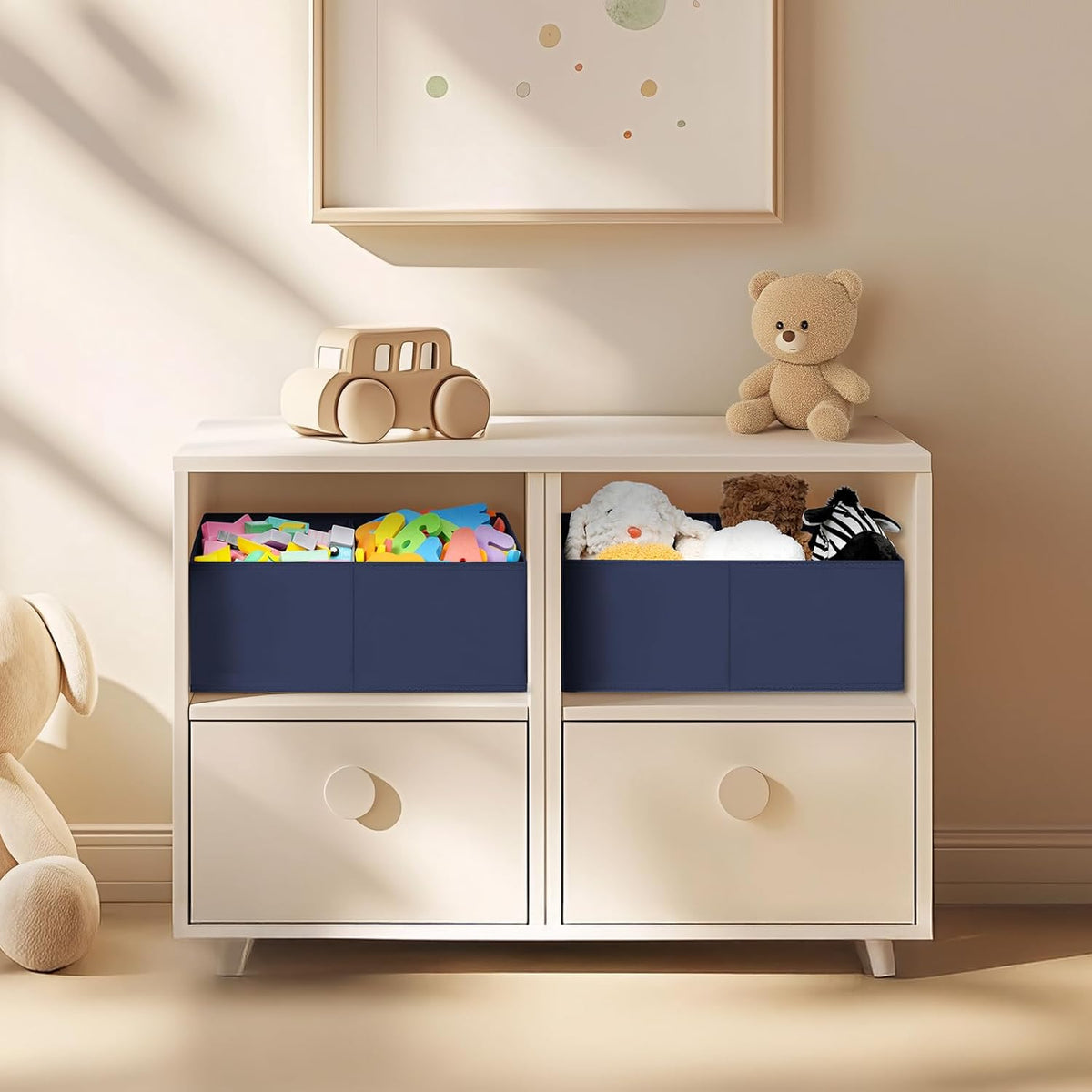 DIMJ Closet Storage Bins - Fabric Storage Baskets for Shelves, Collapsible Closet Organizers and Storage with Handles, Trapezoid Shelf Organization Storage Cubes for Purse, Toys, Books, Towel, Socks